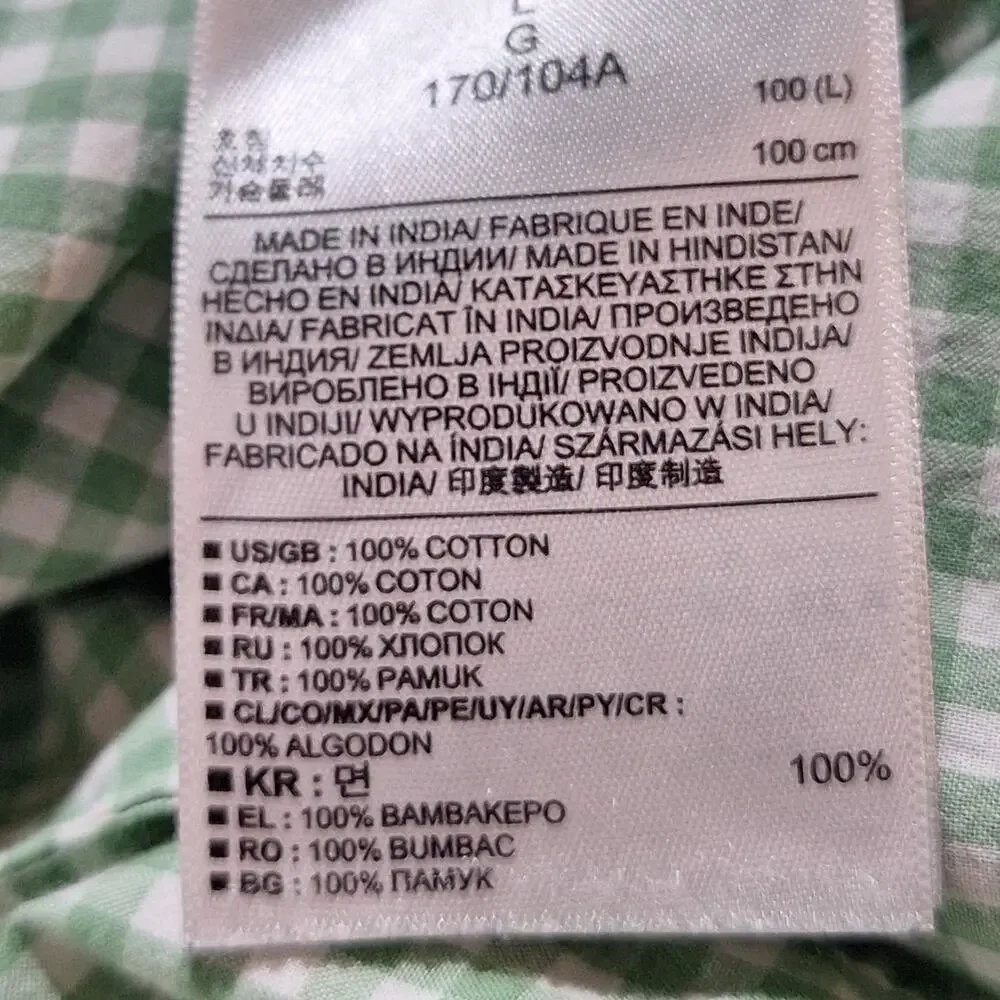 GAP Shirt Women's Large Sage Green Micro Check Kitten Button Classic Preppy - Picture 9 of 10